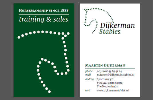 Visitekaartje voor Dijkerman Stables / Stal Dijkerman